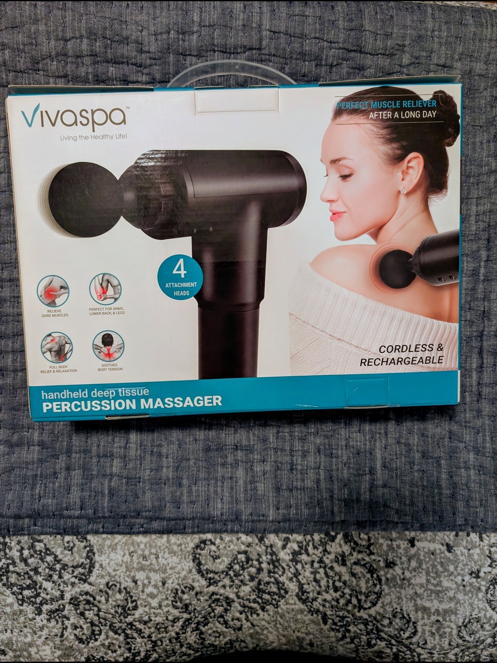 Vivaspa Handheld Deep Tissue Percussion Massager - Black